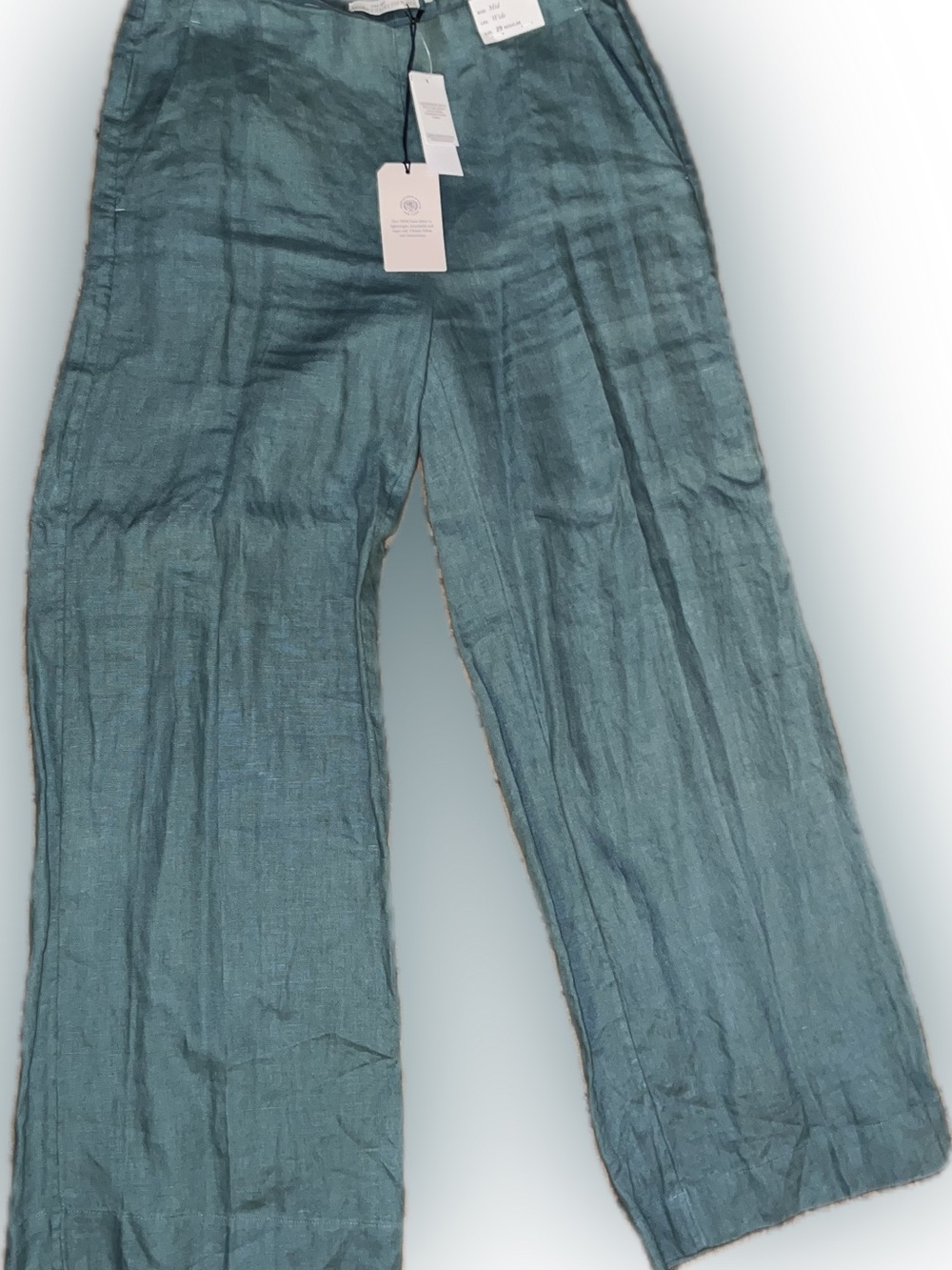 NWT Abercrombie Teal Green Wide-Leg Linen Pants. Size 29R